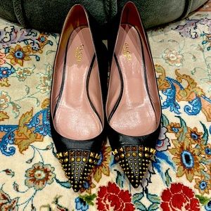 Gucci studded pointed toe kitten heel